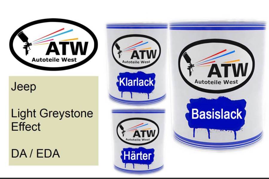 Jeep, Light Greystone Effect, DA / EDA: 1L Lackdose + 1L Klarlack + 500ml Härter - Set, von ATW Autoteile West.